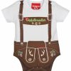 Jungen BONDI Baby Bodys | Bondi Baby Body Lederhose "Gipfelkraxler" 905090 | Weis Braun