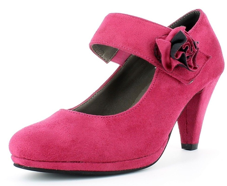 Damen Andrea Conti Pumps | Andrea Conti - Plateau Pumps Mit Riemchen Und Zierblute - Pink