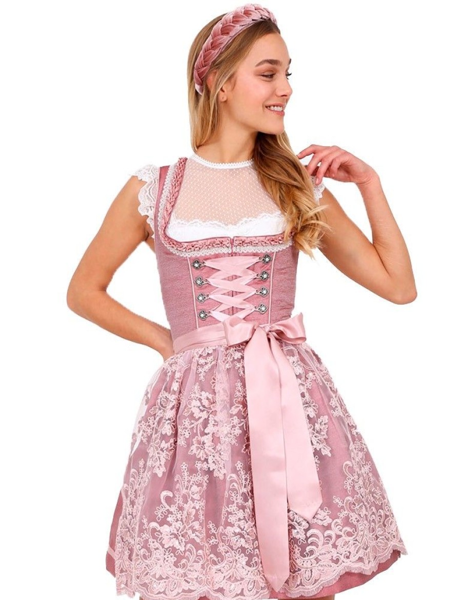 Damen Krüger MADL Dirndl | Kruger Dirndl "Smilla" Spitzenschurze 049595 | Rosa - 50Cm