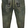 Herren Maddox Lederhosen | Maddox Kniebund Lederhose Schonsee Mit Gurtel | Antik Smoke