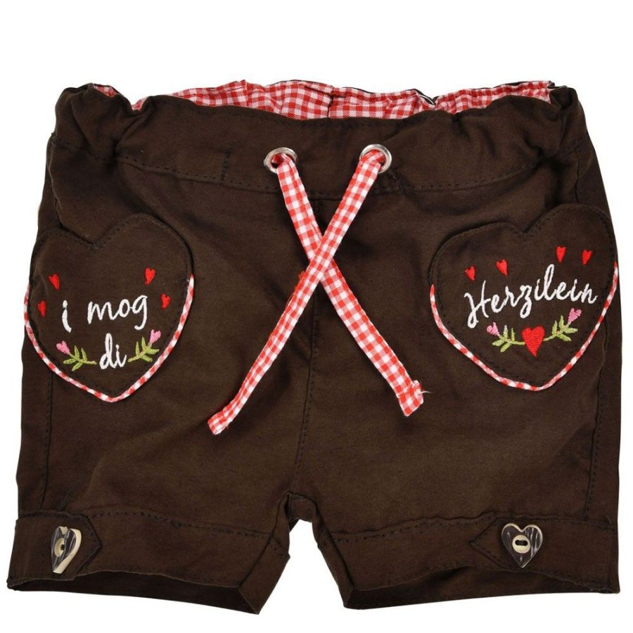 Madchen BONDI Hosen | Bondi Madchen Kunstleder Shorts Hose "Alpengluck" 86764 | Braun