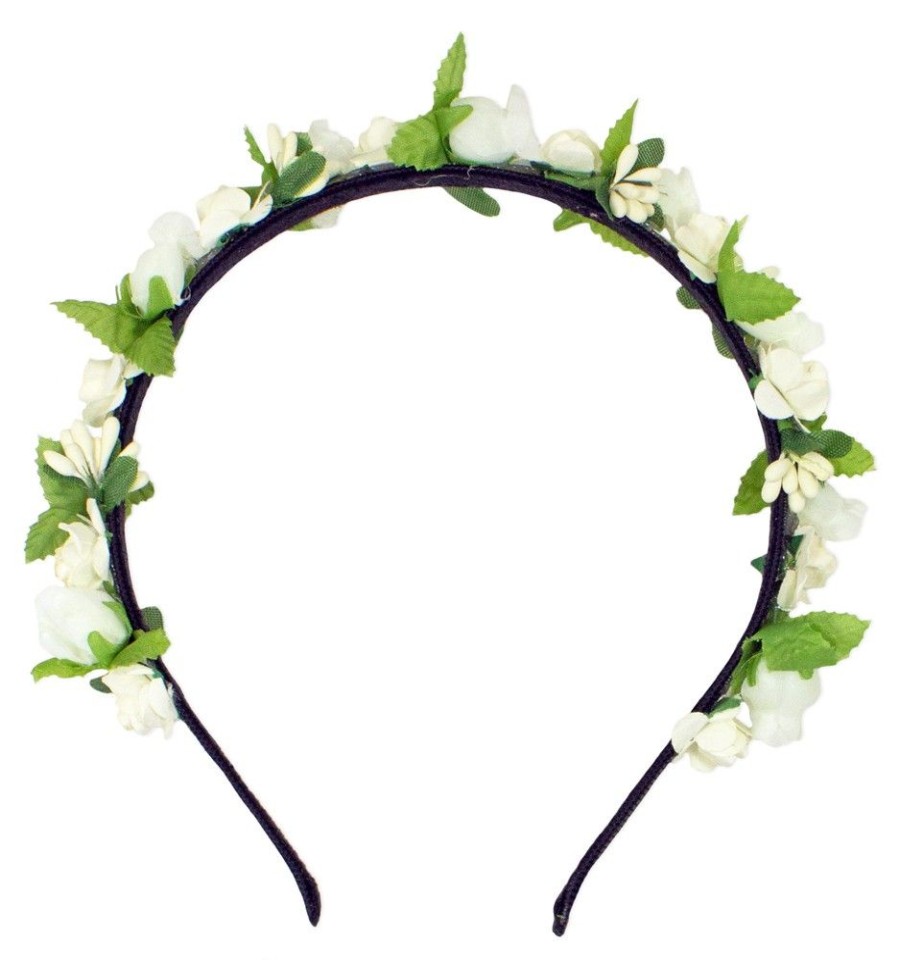 Madchen Trachtenland Hute & Haarschmuck | Blumen Haarreif "Liliana" Mit Rosen | Creme Weis