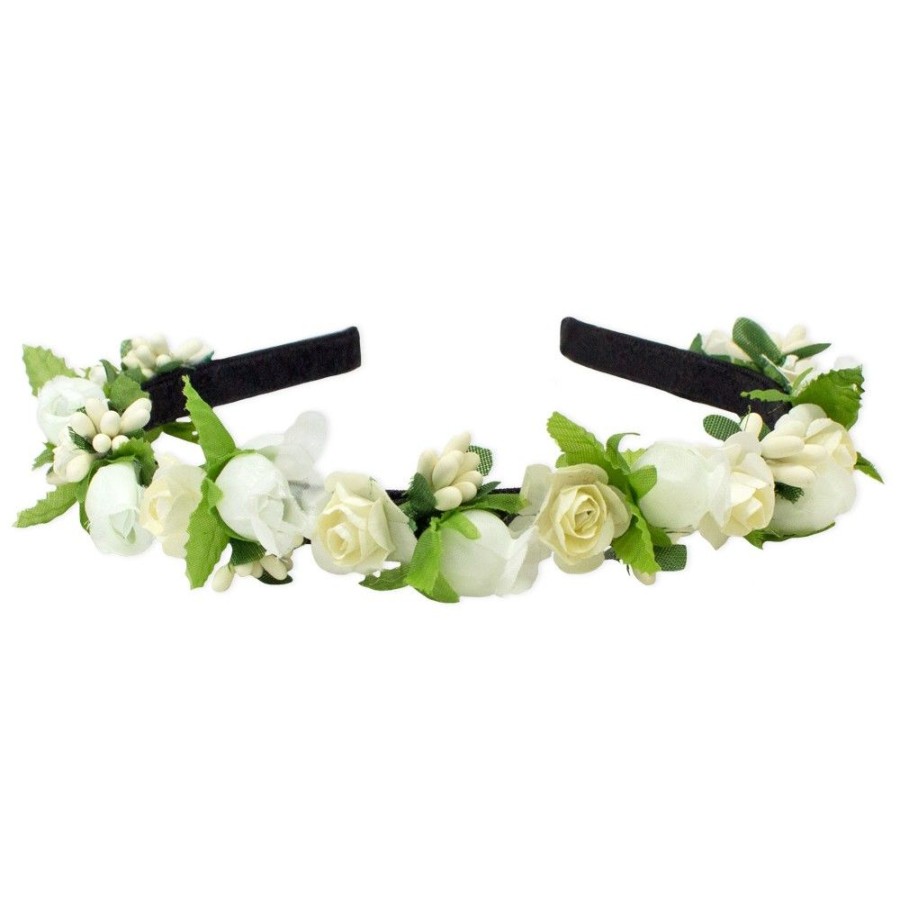 Madchen Trachtenland Hute & Haarschmuck | Blumen Haarreif "Liliana" Mit Rosen | Creme Weis