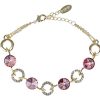 Schmuck LUISIA® | Luisia® Goldenes Damen Armband Mit Rosa Rivoli Kristallen Von Swarovski®