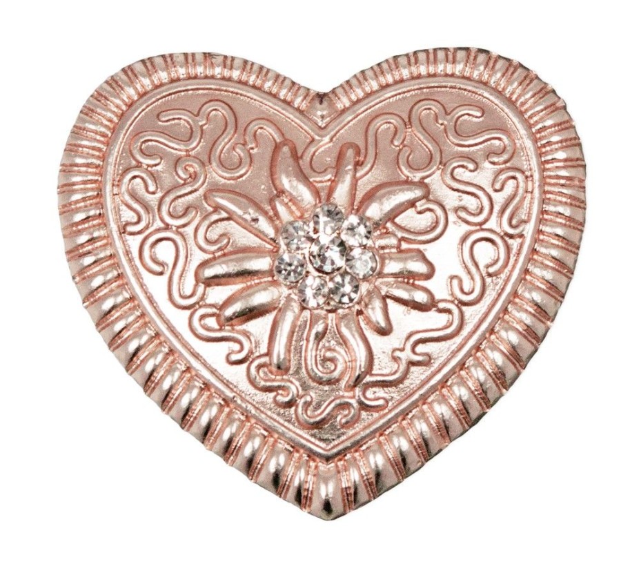 Schmuck Trachtenland | Magnet Brosche Tuchhalter - Rosegold Herz Ornament