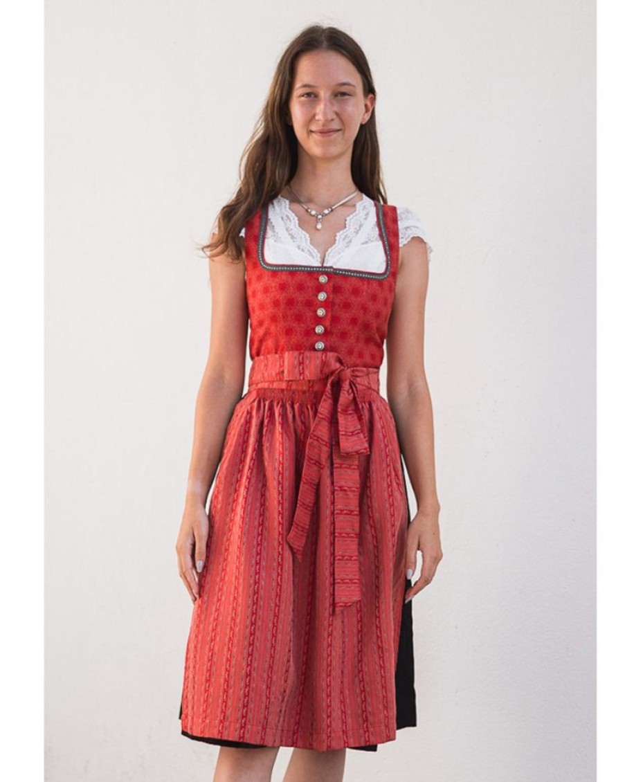 Damen Trachten Deiser Dirndl | Trachten Deiser Damen Dirndl "Iva" Traditionell | Rot Schwarz - 65Cm