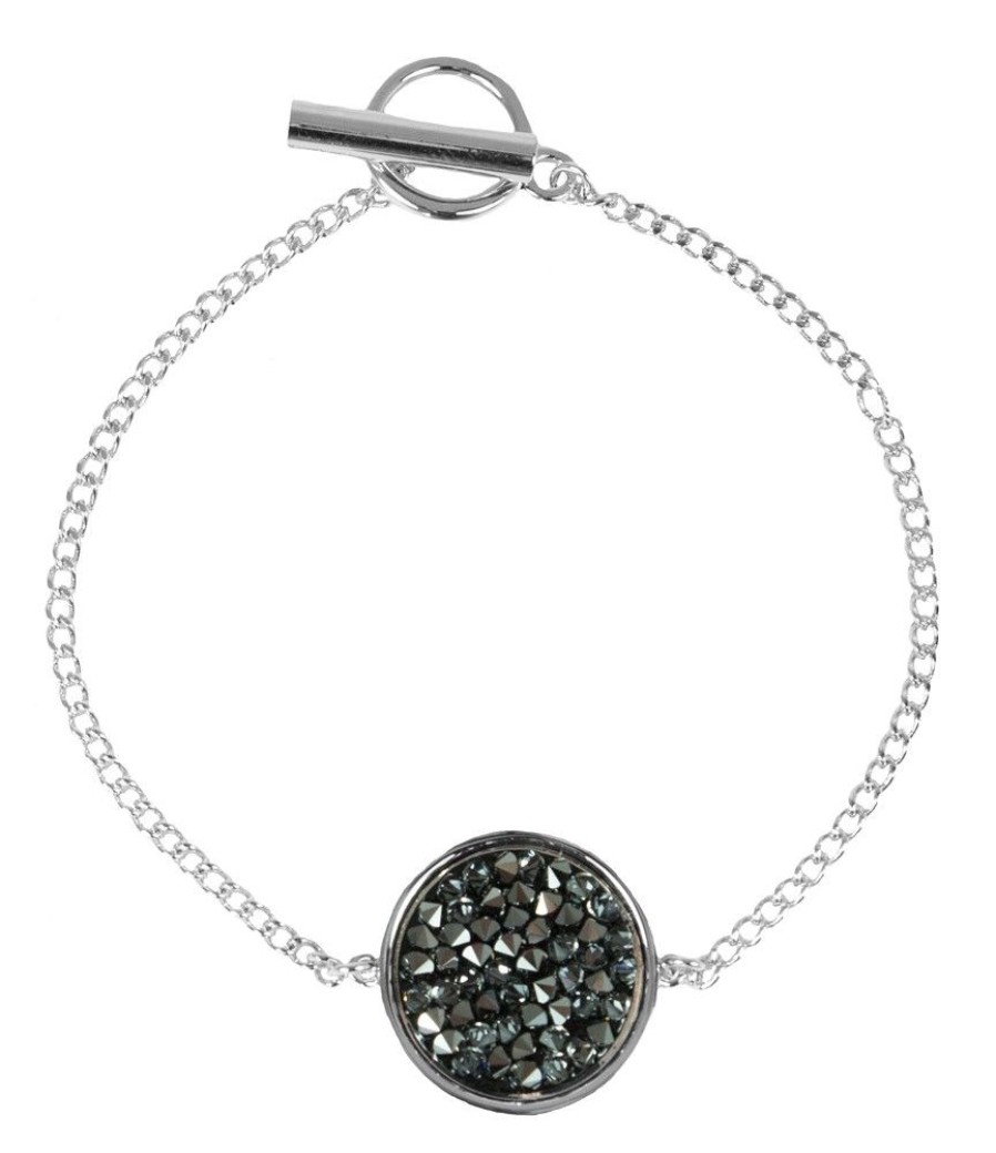 Schmuck LUISIA® | Luisia® Silbernes Damen Armband Mit Schwarzen Kristallen Von Swarovski®