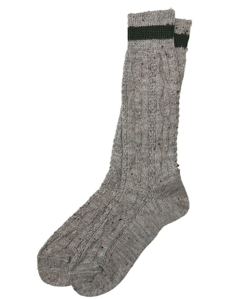 Herren Marschall Trachten Strumpfe | Trachten Shopper Socken Mit Zopfmuster Und Streifen - Trachtenstrumpfe | Nuss Braun