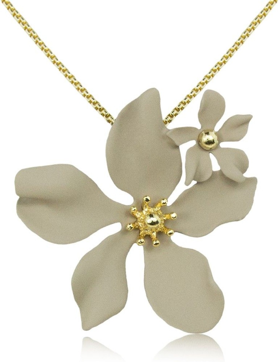 Schmuck LUISIA® Halsketten | Luisia® Halskette Nelia Mit Blumen - 16 Karat Vergoldet Sand