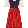 Madchen Isar-Trachten Dirndl | Isar-Trachten Kinder Dirndl "Fanziska" 3-Tlg. - Blau / Rot | Madchen Trachtenkleid