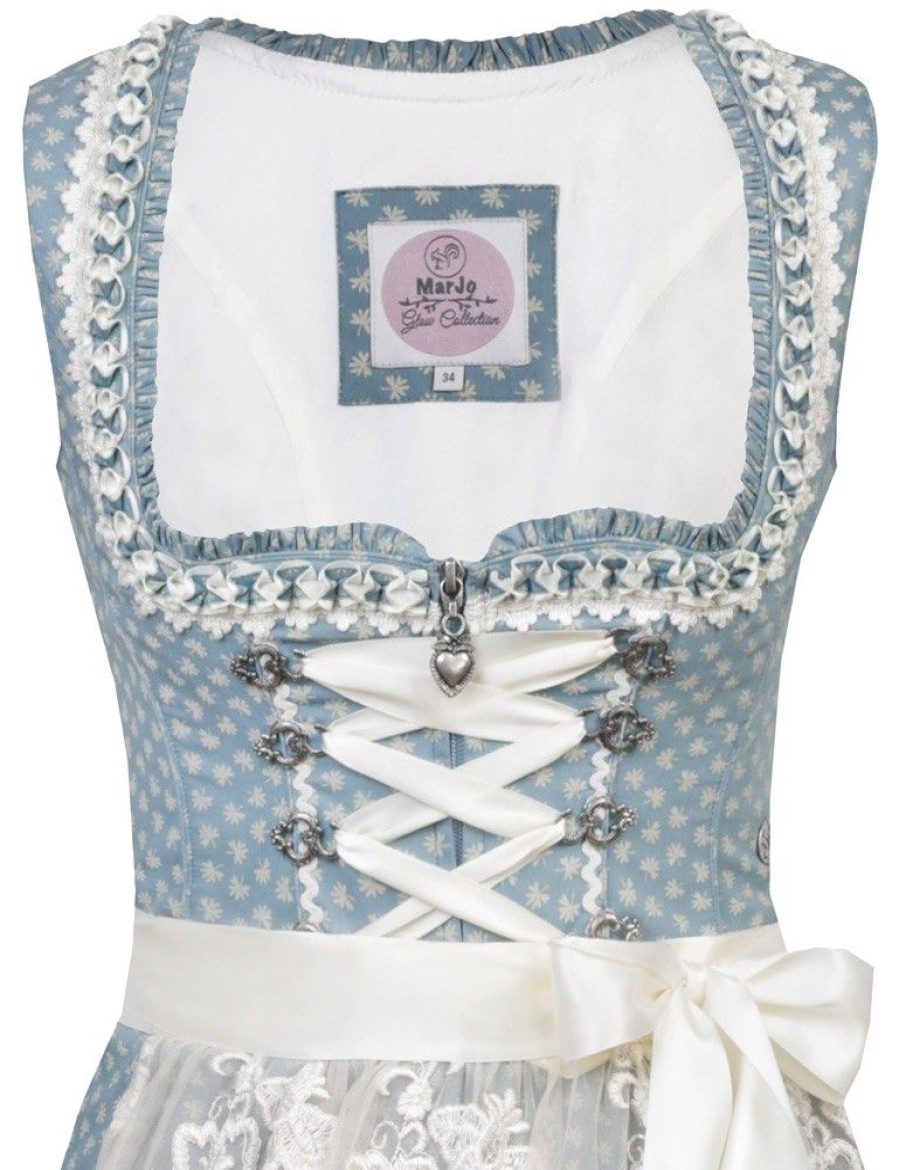 Damen MarJo Dirndl | Marjo Trachten Dirndl "Daria" Spitzenschurze 596458 | Wasserblau - 58Cm