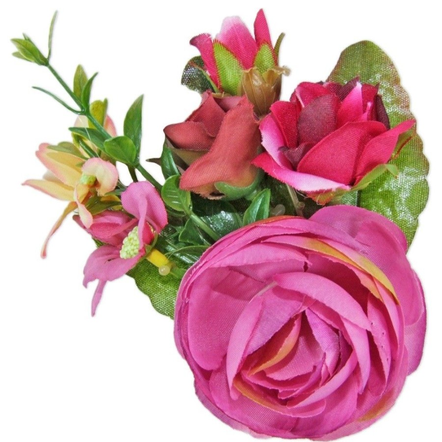 Madchen Trachtenland Hute & Haarschmuck | Anstecknadel Mit Bunten Blumen - Pink