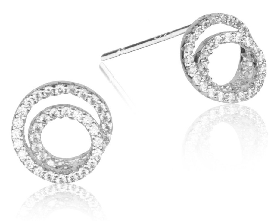 Schmuck LUISIA® | Luisia® Ohrstecker "Spiralen - Verschlungene Kreise" Mit Zirkonia Yg00250 - 925 Sterling Silber