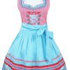 Damen Country Line Dirndl | Country Line Damen Dirndl Vera | Rot Hellblau 50Cm