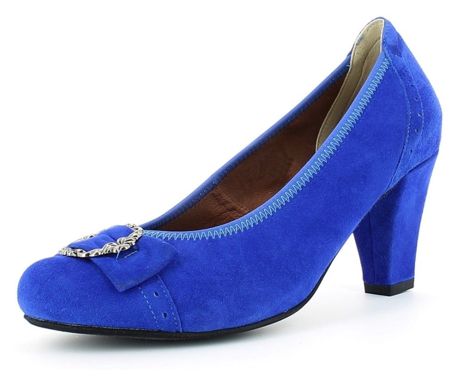 Damen Andrea Conti Pumps | Andrea Conti - Trachten Pumps Mit Zierschnalle - Kobalt Blau