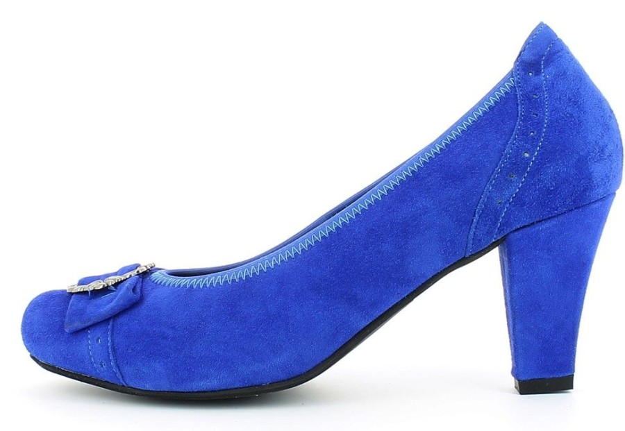 Damen Andrea Conti Pumps | Andrea Conti - Trachten Pumps Mit Zierschnalle - Kobalt Blau