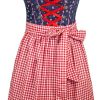 Damen Maddox Dirndl | Maddox Dirndl "Achensee" Traditionell | Navy Rot 55 Cm