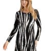 Damen Nina von C. Nachtwasche | Nina Von C. Langarm Nachthemd Mit Animal Print 16770908 | Schwarz