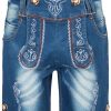 Jungen Isar-Trachten Fur´S Baby | Isar-Trachten Kurze Kinder Jeans Trachtenhose Fur Jungen 60721 | Blau