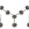 Schmuck Trachtenland | Blumen Collier Mit Ohrhangern - Black Diamond