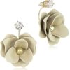 Schmuck LUISIA® | Luisia® Front Back Ohrringe Jarla Mit Blumen - 16 Karat Vergoldet Sand