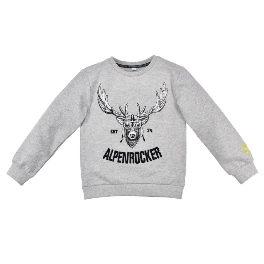 Jungen BONDI Shirts | Bondi Jungen Sweatshirt "Alpenrocker" 29906 | Grey Melange