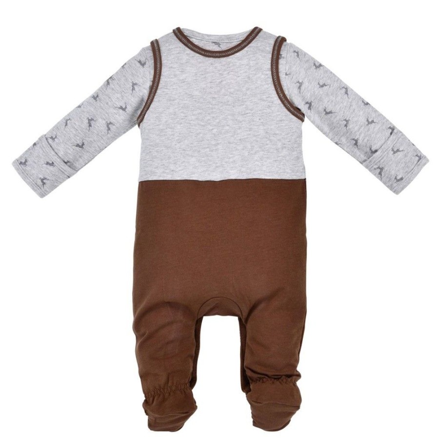 Jungen BONDI Baby Strampler | Bondi Baby Strampelanzug "Lausbub" 2-Tlg. 91579 | Braun