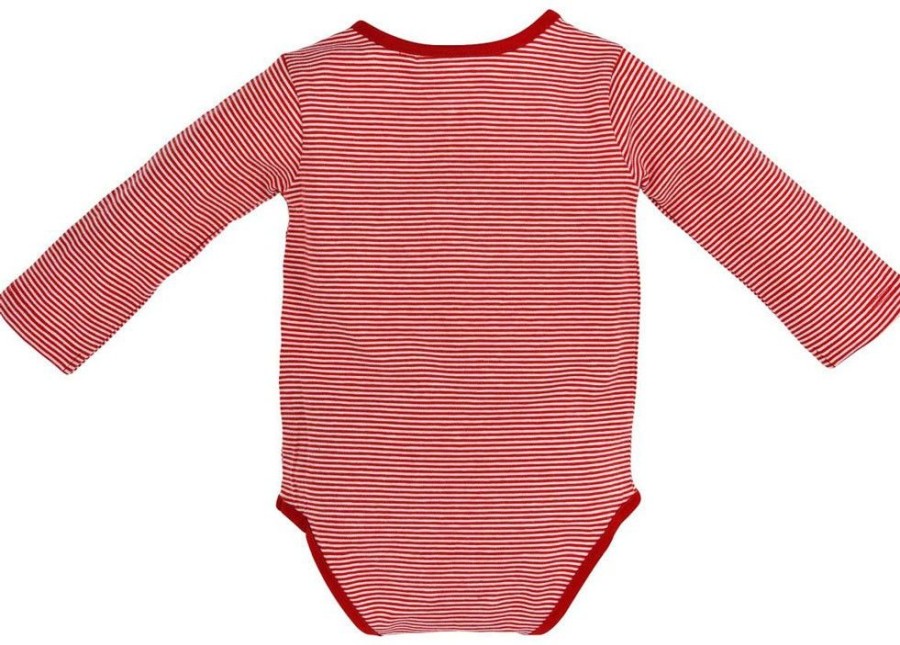 Madchen BONDI Fur´S Baby | Bondi Langarm Baby Body "Zuckermaus" Mit Herz 86362 - Rot Weis Geringelt - Trachtenmode Madchen