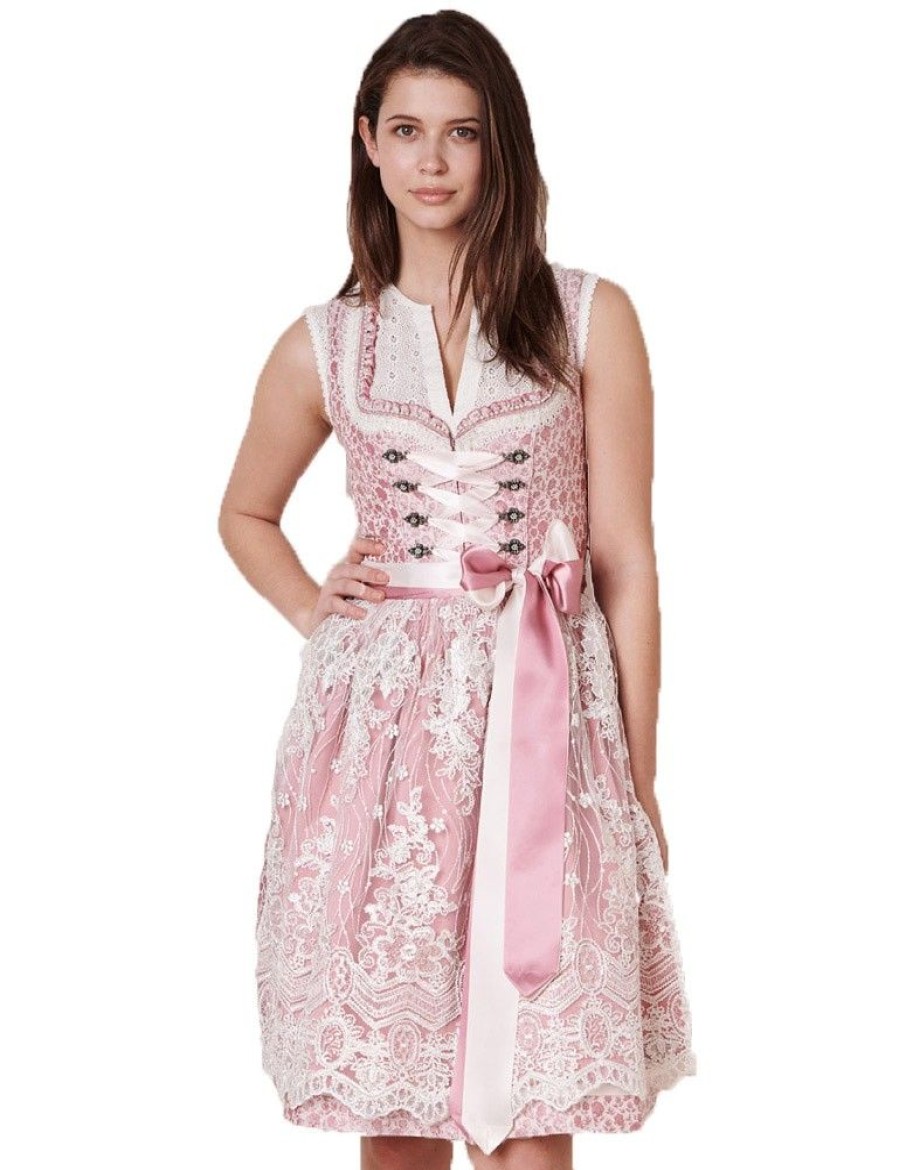 Damen Krüger MADL Dirndl | Kruger Dirndl "Sandi" Mit Spitzenschurze 414165 | Rosa 60Cm