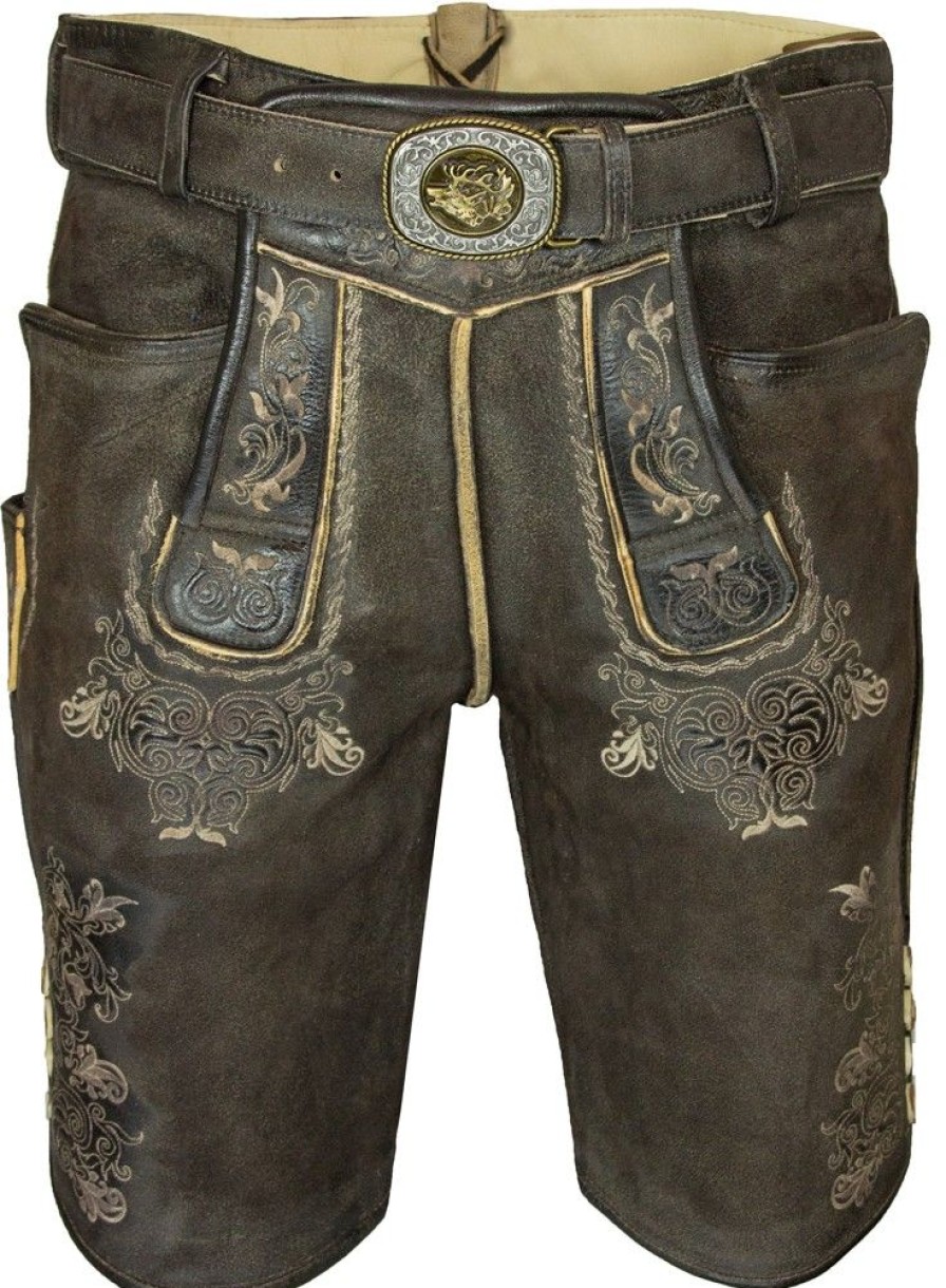 Herren Maddox Lederhosen | Maddox Kurze Herren Lederhose Buchner Mit Gurtel - Semina A. Coffee