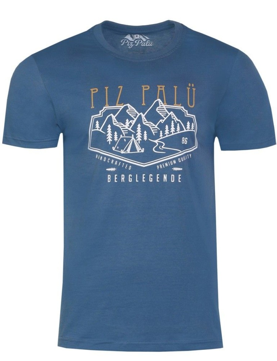 Herren Piz Palü Shirts | Piz Palu Herren Kurzarm Shirt "Unterwassen" Mit Printmotiv | Schieferblau