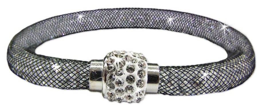 Schmuck Trachtenland | Stardust Armband Einreihig Mit Glitzerkristallen Weis