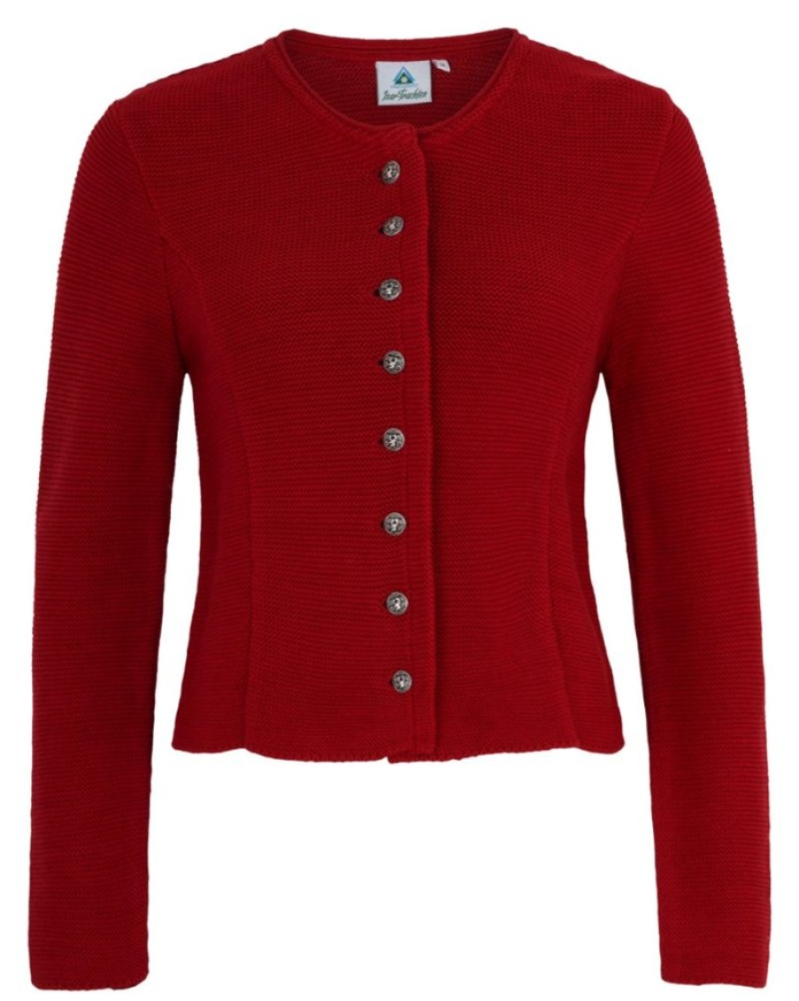 Damen Isar-Trachten Trachtenjacken | Isar-Trachten Damen Strickjacke "Saskia" 57102 | Rot