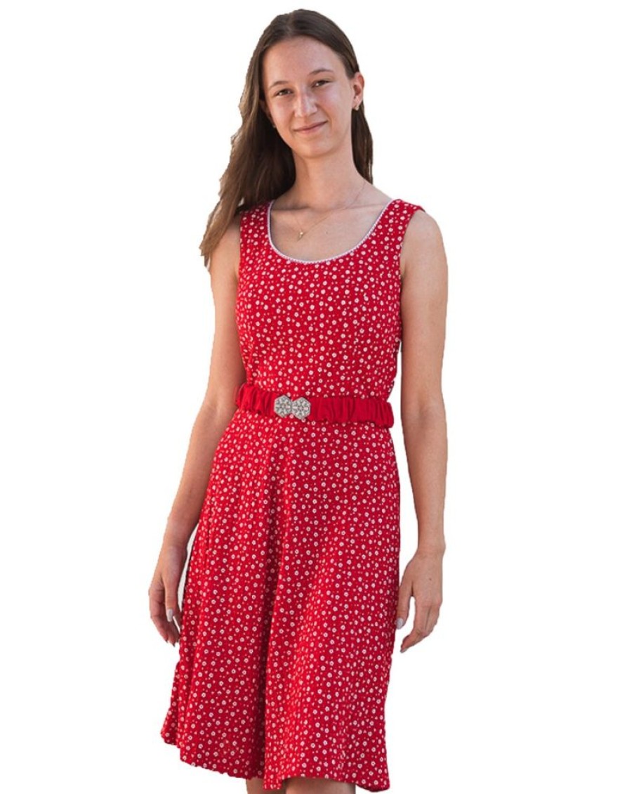 Damen Turi Landhaus Dirndl | Turi Damen Trachtenkleid "Kati" Mit Blumchenmuster | Rot