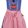 Madchen Isar-Trachten Dirndl | Isar-Trachten Jugend Dirndl "Laura" Jeanslook 44937 | Blau Rot