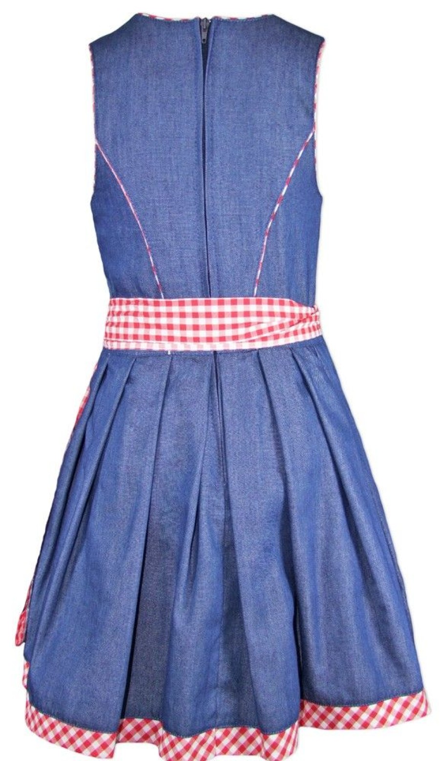 Madchen Isar-Trachten Dirndl | Isar-Trachten Jugend Dirndl "Laura" Jeanslook 44937 | Blau Rot