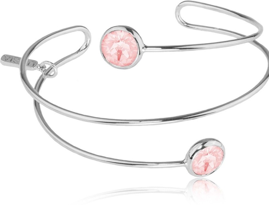 Schmuck LUISIA® | Luisia® Spiral Armreif "Fjella" Mit Zwei Kristallen Von Swarovski® - Silber / Light Rose