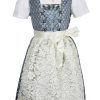 Madchen Isar-Trachten Dirndl | Isar-Trachten Kinder Dirndl "Sarah" 3-Tlg. Mit Bluse Spitzenschurze 63202 | Blau Creme