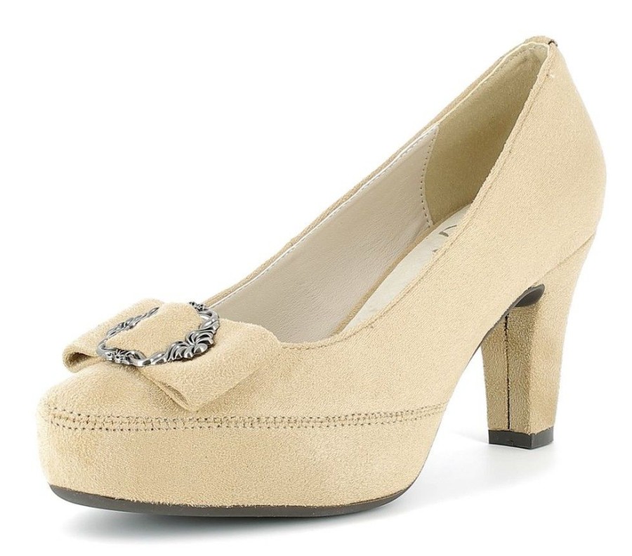 Damen Hirschkogel Pumps | Hirschkogel Damen Plateau Pumps "Vivien" Mit Zierschnalle 3001508 | Beige