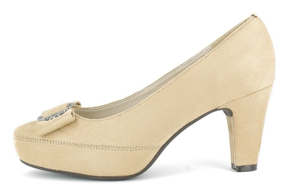 Damen Hirschkogel Pumps | Hirschkogel Damen Plateau Pumps "Vivien" Mit Zierschnalle 3001508 | Beige