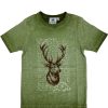 Jungen Isar-Trachten Shirts | Isar-Trachten Jungen T-Shirt Mit Hirschmotiv 52780 | Olivgrun