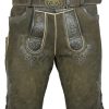 Herren Maddox Lederhosen | Maddox Kurze Lederhose Herbert Mit Gurtel - Antik Reut