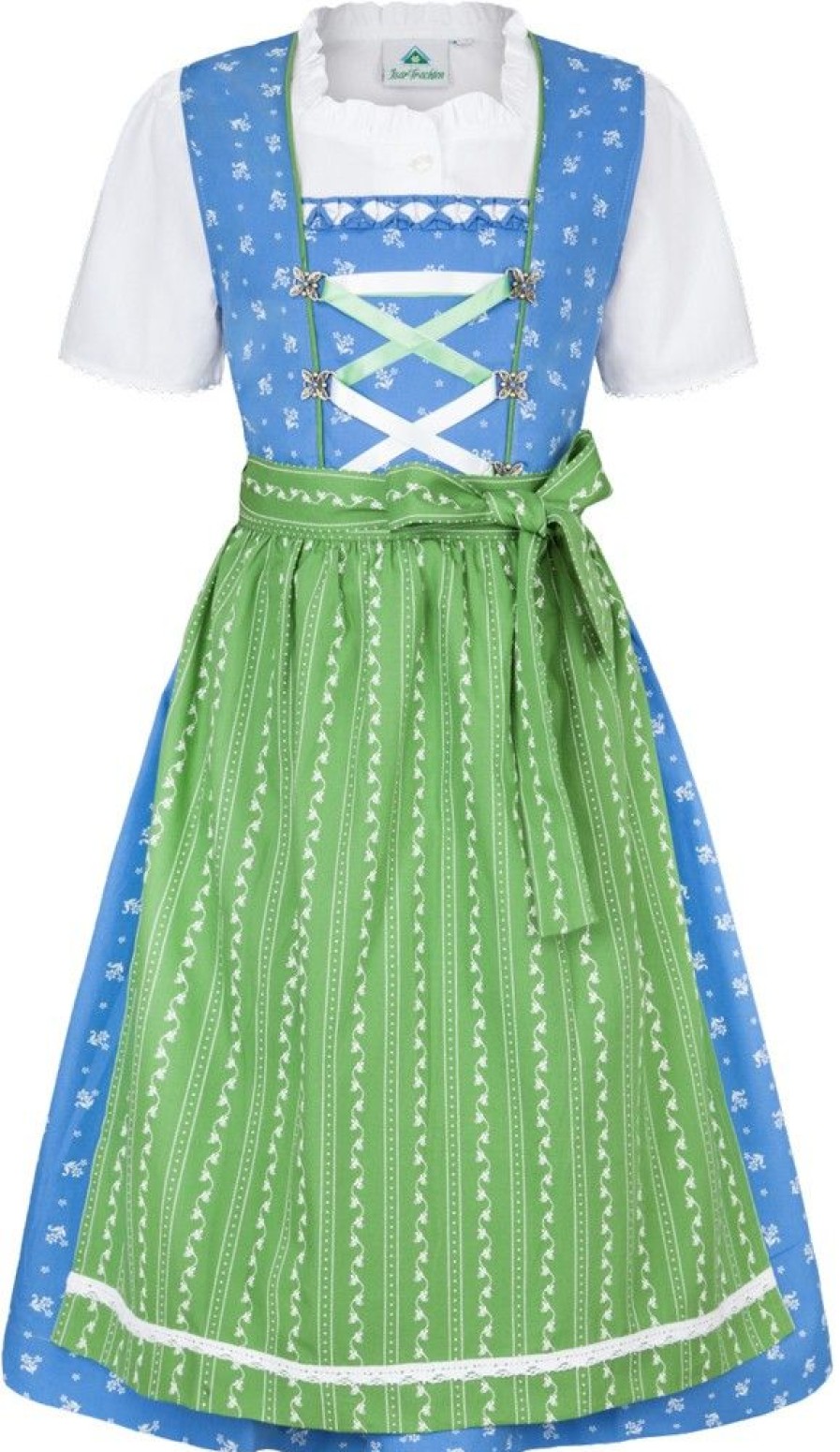 Madchen Isar-Trachten Dirndl | Isar-Trachten Kinder Dirndl "Victoria" 3-Tlg. 52415 | Blau Grun