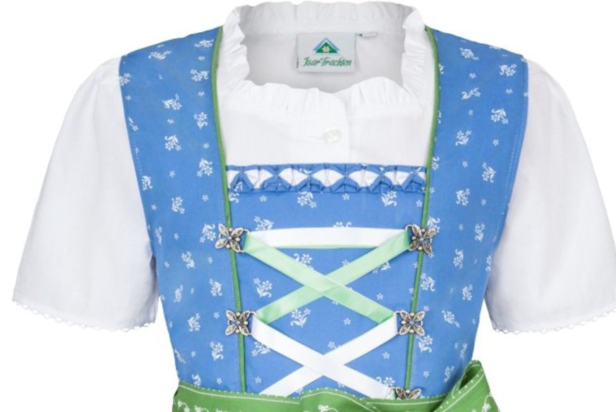 Madchen Isar-Trachten Dirndl | Isar-Trachten Kinder Dirndl "Victoria" 3-Tlg. 52415 | Blau Grun