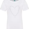 Madchen Isar-Trachten Blusen / Shirts | Isar-Trachten Kinder T-Shirt Mit Strass Herz 52763 - Weis | Madchen Oberteil