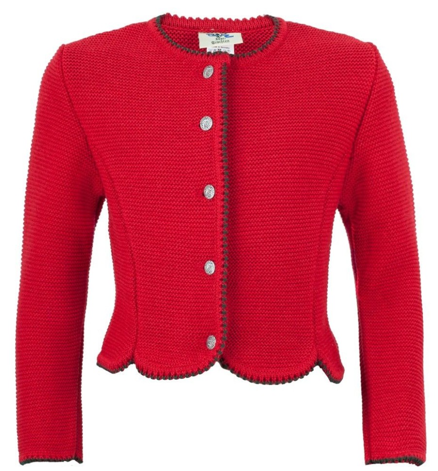 Madchen Isar-Trachten Jacken | Isar-Trachten Kinder Strickjacke "Amy" 47068 | Rot