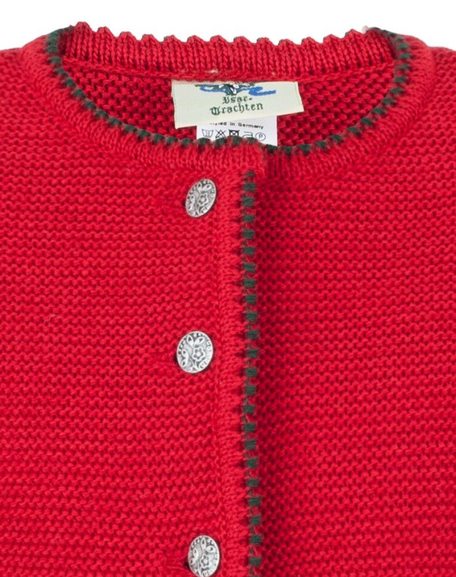 Madchen Isar-Trachten Jacken | Isar-Trachten Kinder Strickjacke "Amy" 47068 | Rot