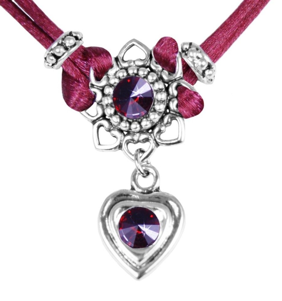 Schmuck LUISIA® | Luisia® Halskette Chiara Mit Herzblute, Strassherz Und Kristallen Von Swarovski® - Bordeaux