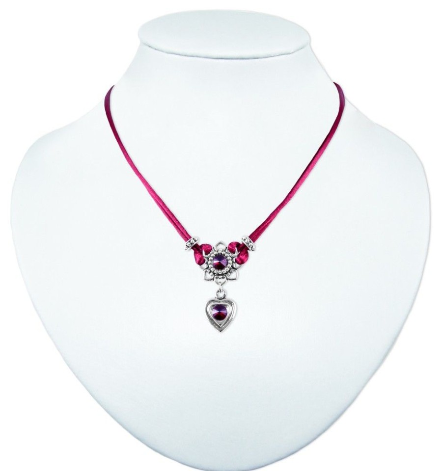 Schmuck LUISIA® | Luisia® Halskette Chiara Mit Herzblute, Strassherz Und Kristallen Von Swarovski® - Bordeaux