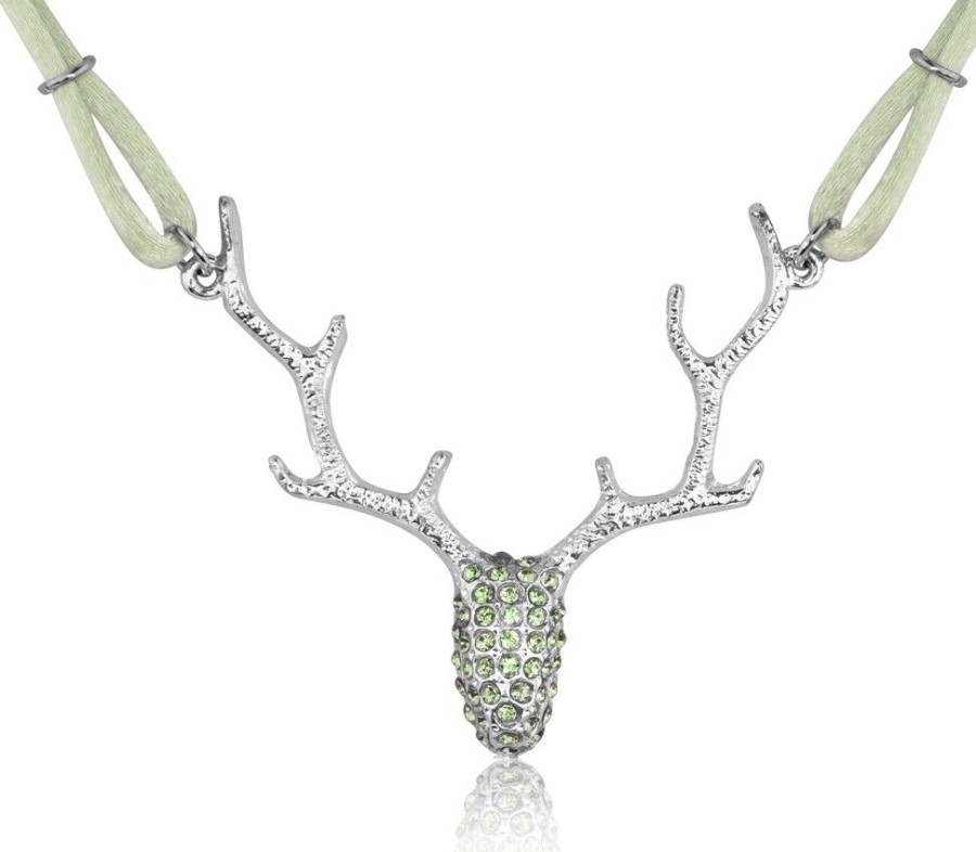 Schmuck LUISIA® | Luisia® Halskette Nicola Mit Strass Hirschkopf Und Kristallen Von Swarovski® - Lindgrun